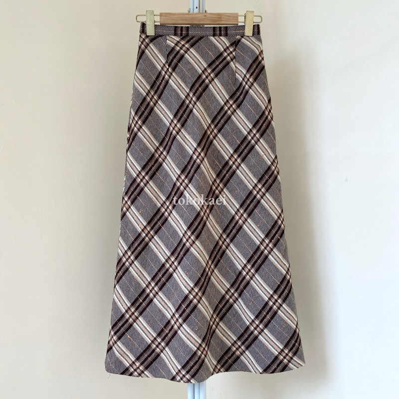 Korean Brown Tartan Skirt