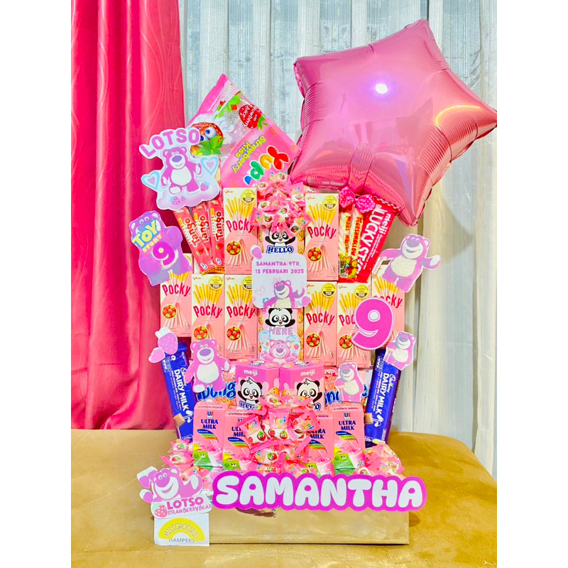 

Ready instan snack tower parcell hampers anak snack ultah coklat pocky hellopanda