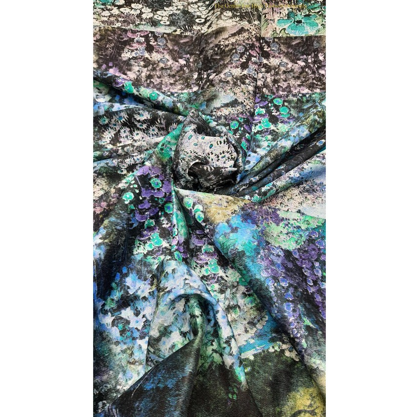 Kain Linen Motif Fancy Abstrak Bunga Kecil (1.35M)