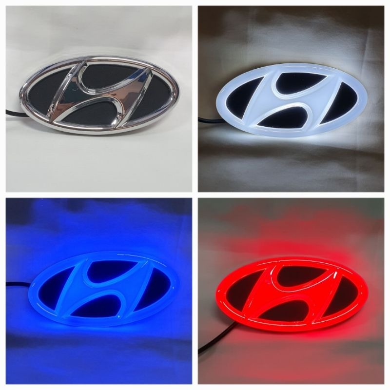 Emblem Mobil Logo Hyundai LED Lampu Variasi 5D