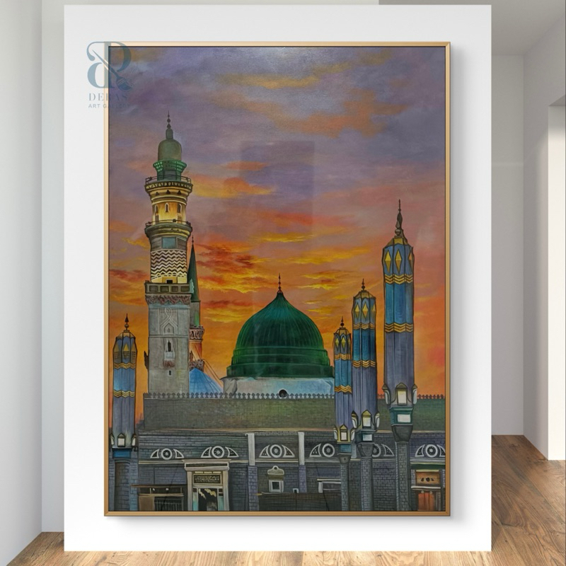 Lukisan masjid nabawi minimalis realis keren