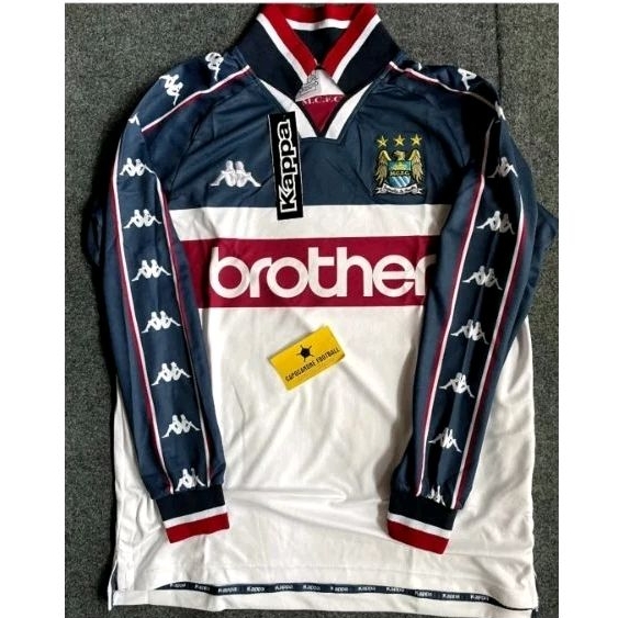 BAJU JERSEY Manchester City RETRO 1997 97 1998 1999 98 99 2000 2001 00 01 AWAY Brother Blokecore ske