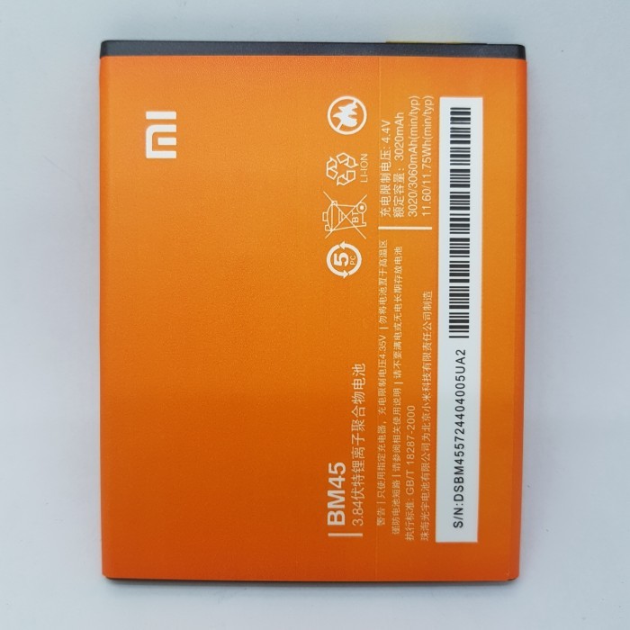 Baterai Xiaomi BM45  REDMI NOTE 2 Battery Batre HP Ori 99%