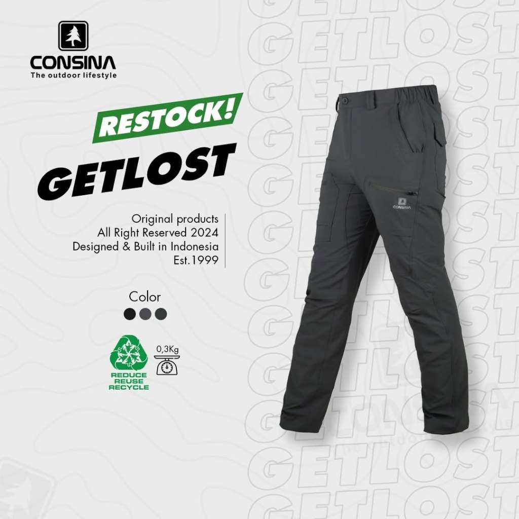 Consina Get Lost Celana Panjang Pria Gunung Travel Hiking Outdoor Quickdry Cepat Kering