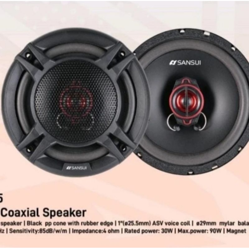 Speaker Pintu Mobil Coaxial 2 Way  Sansui SA-F2665 6.5 Inch / 6 Inch Original Sepasang