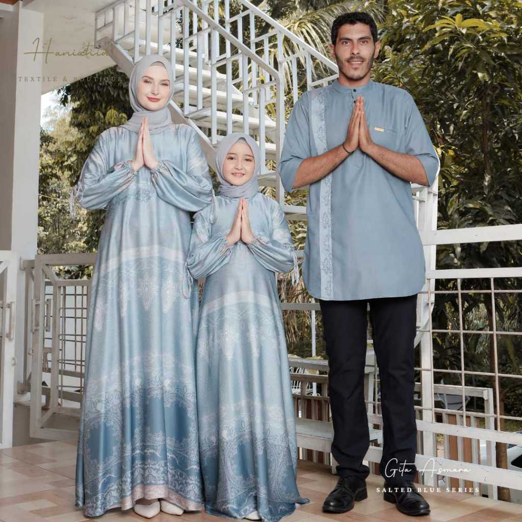 Sarimbit Keluarga 2026 Lebaran Premium | PREORDER Set Family Lebaran 2026 | Gita Asmara Saltedblue |