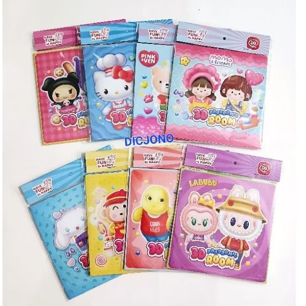 Mainan Menempel Ruangan 3D Panoramic Room Sanrio - Labubu - Momo