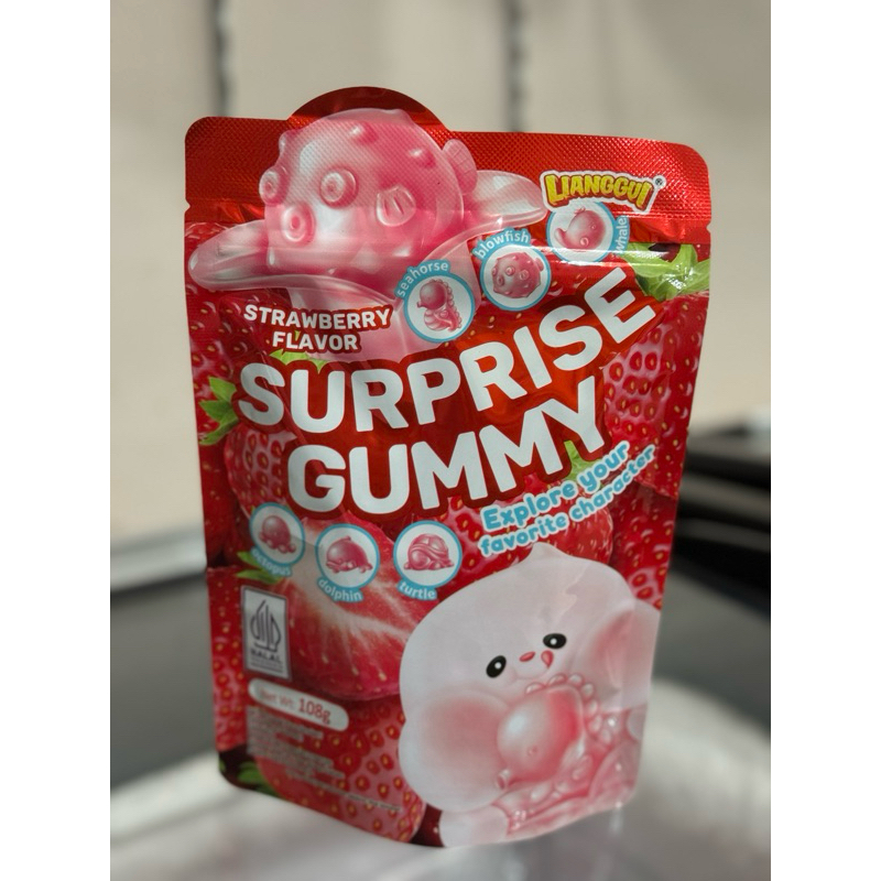 

Lianggui Surprise Gummy Strawberry 108 gr Permen Lunak Isi Karakter Animal | Festive Frozen Food