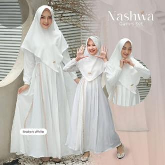 GAMIS COUPLE IBU ANAK PEREMPUAN / GAMIS SET HIJAB / BAJU LEBARAN COUPLE 2025 / NASHWA
