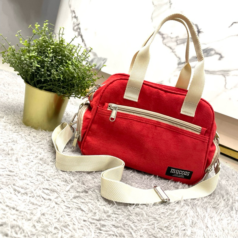 MUCCAS Candy Red / Tas selempang wanita / tas selempang mini / tas wanita bahan suede/ Slingbag Mini