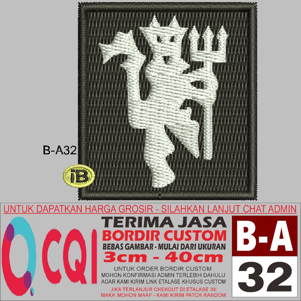 PATCH BORDIR LOGO B-A32 BOLA KLUB MANCHESTER UNITED RED DEVIL OCQI EMBROIDERY TESTIMONI
