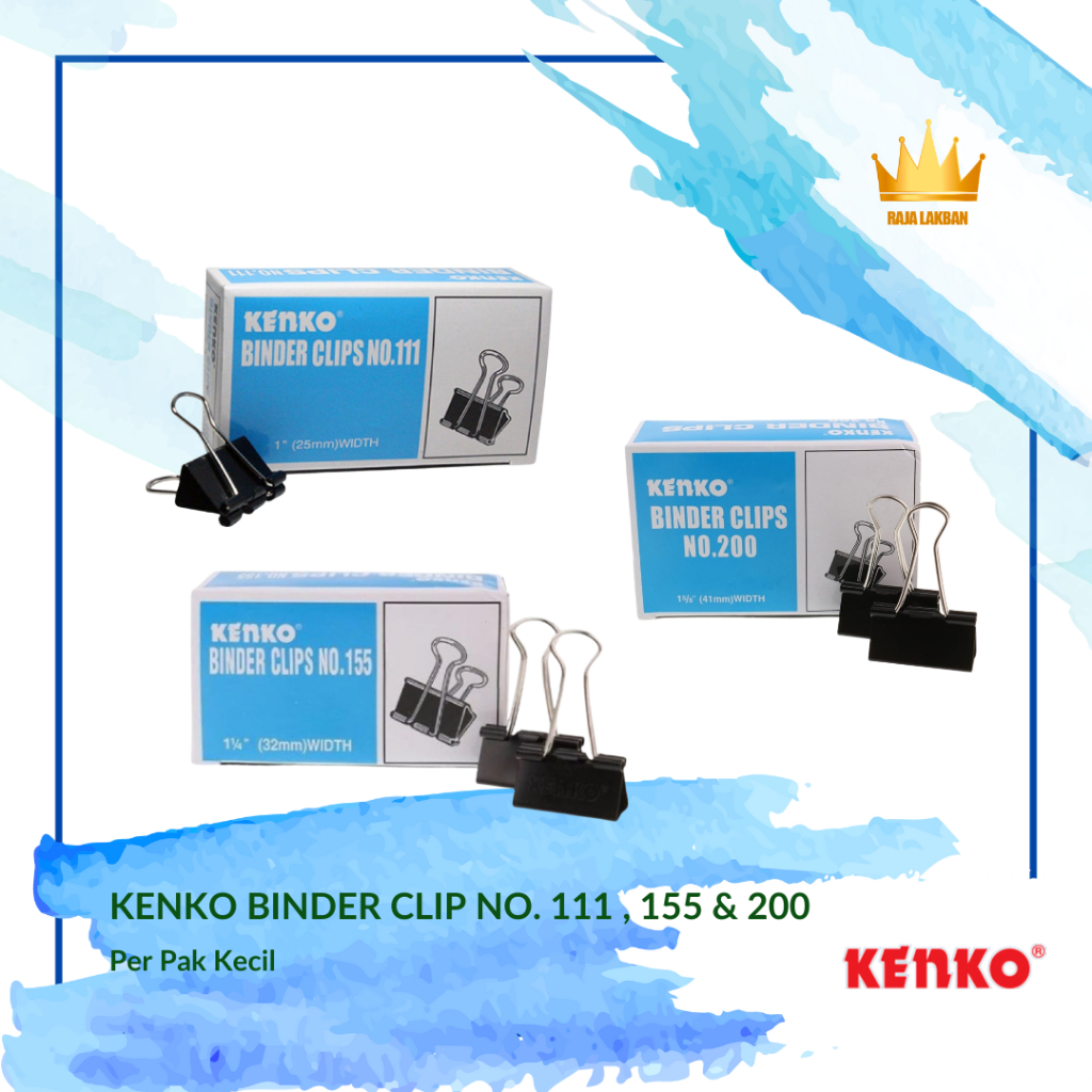 

Penjepit Kertas Dokumen Kenko Binder Clip no. 111, 155 & 200/ Hitam - Lusin