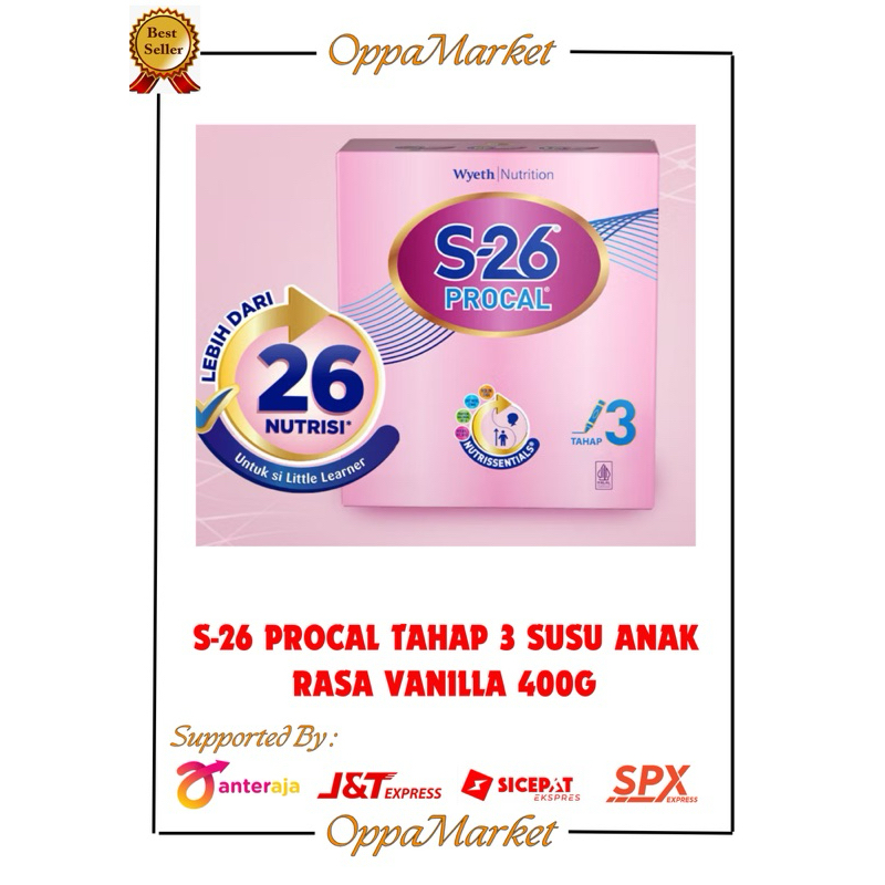 

S-26 PROCAL TAHAP 3 SUSU ANAK 1-3 TAHUN RASA VANILLA 400G