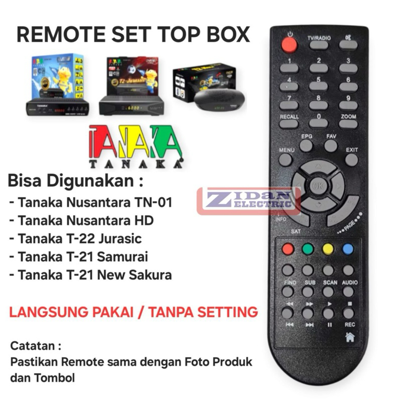 Remote Set Top Box TANAKA Nusantara Jurasic Samurai New Sakura / Remot Receiver STB TANAKA Multi Uni