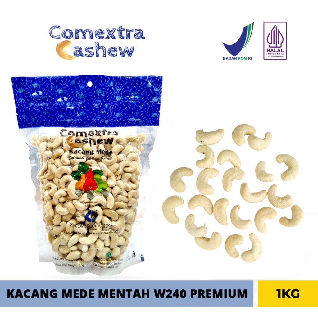 

Kacang Mede Comextra Mentah Utuh Putih 240 Premium 1 Kg - Cashew Mete Mente