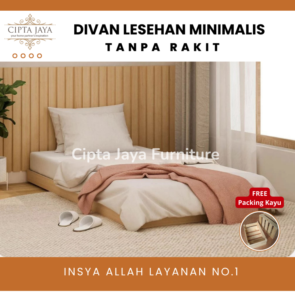 Dipan Lesehan / FREE PACKING KAYU / Tempat Tidur Kasur Divan Alas Tatakan Kayu Solid Minimalis Moder