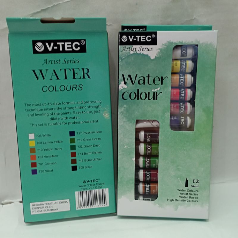 

V-TEC WATER COLOUR 12warna x 6ml / set