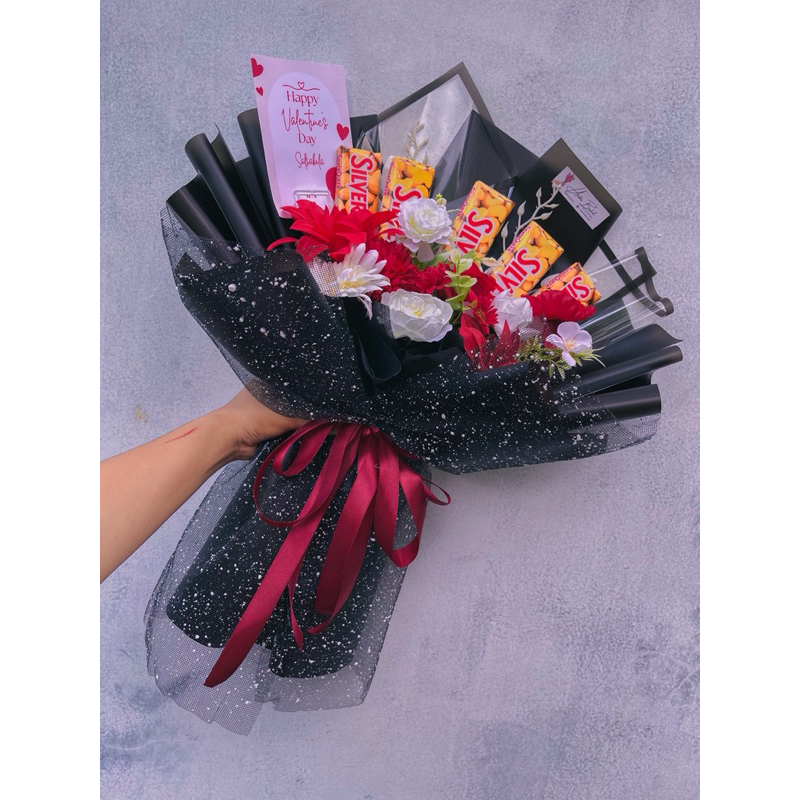 Buket coklat silverqueen wrapping salju