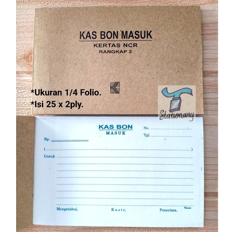 

Buku Kasbon Masuk 1/4 Folio, 2 Rangkap.