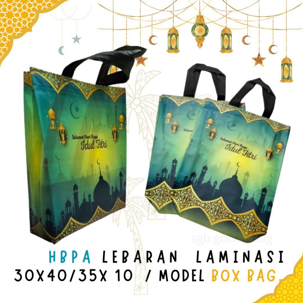 

tas hampers lebaran laminasi ukuran 38X45 dan 30x40/35 model box isi 12 pcs