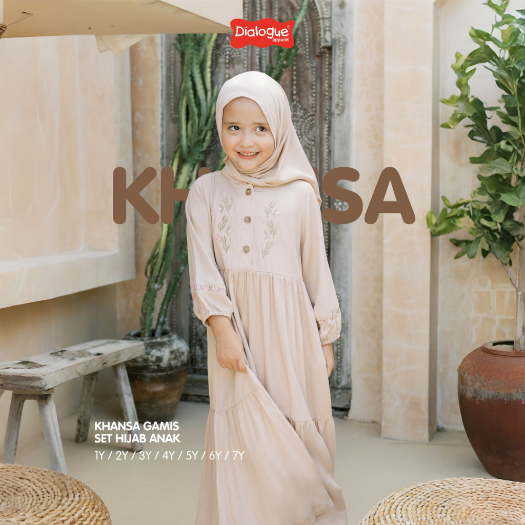 Khansa Gamis Set Hijab Anak | Baju Anak Perempuan | Baju Lebaran Anak | Dress Anak | Gamis Anak | Ba