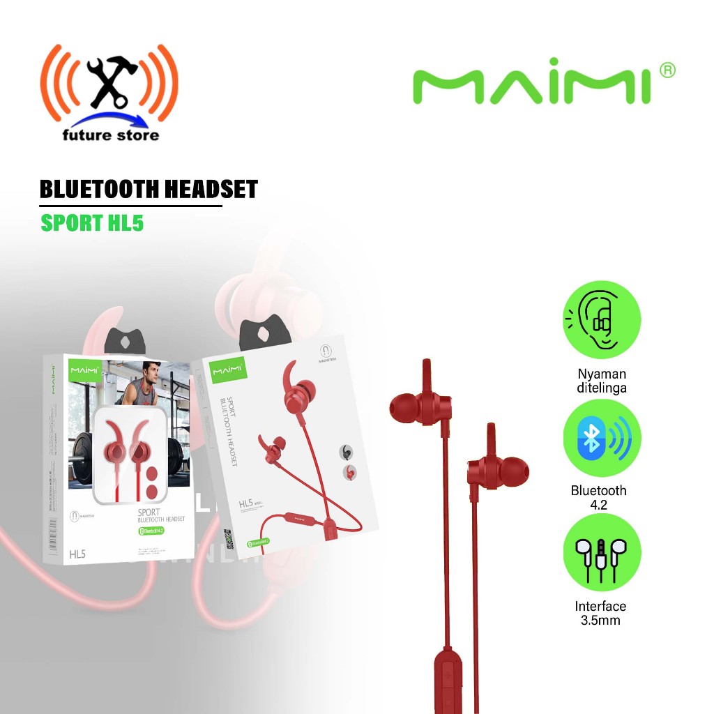 MAIMI HL5 HANDSFREE BLUTOOTH / HEADSET BLUETOOTH / EARPHONE BLUETOOTH/BLOETOOTH 4.2