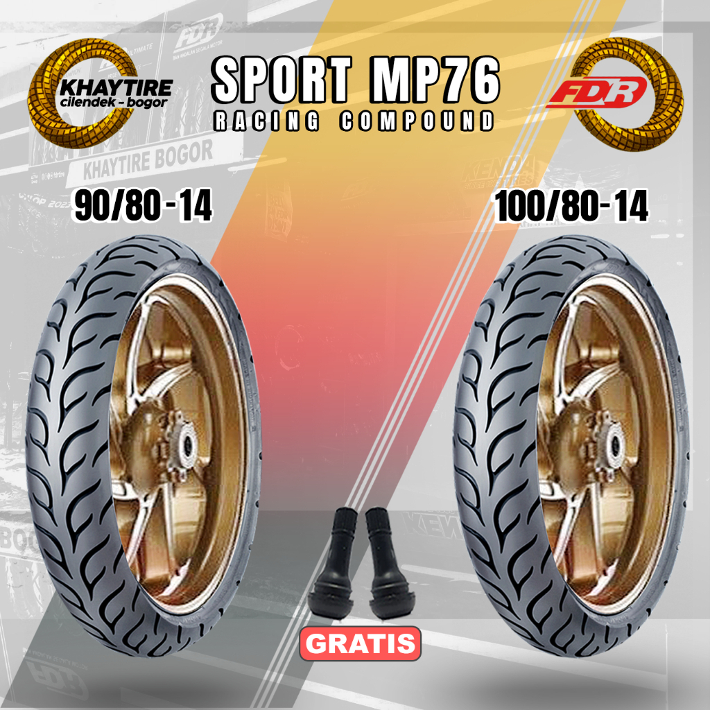 Sepasang Ban Racing Compound Motor Matic FDR SPORT MP76 90/80 & 100/80 Ring 14 Tubeless