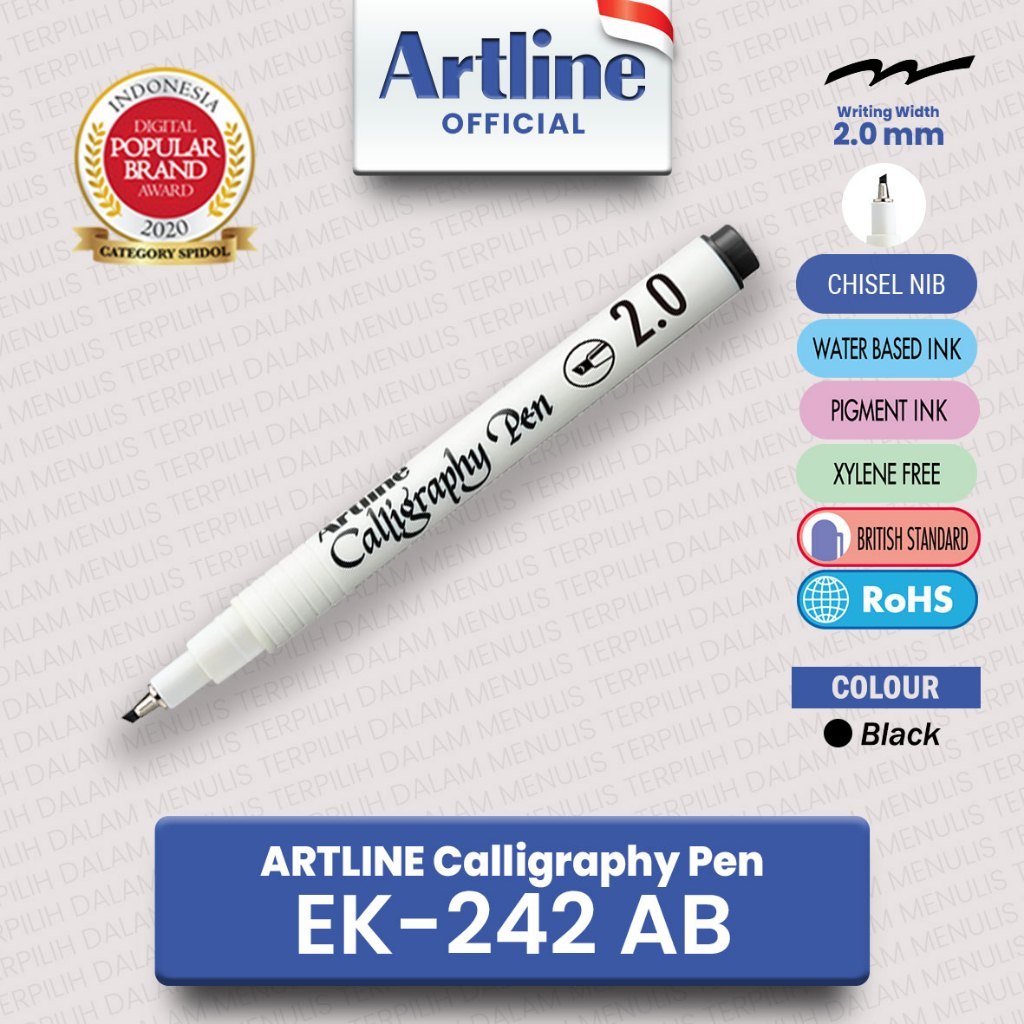 

Calligraphy Pen / Pulpen Kaligrafi Artline Black, Gold & Silver