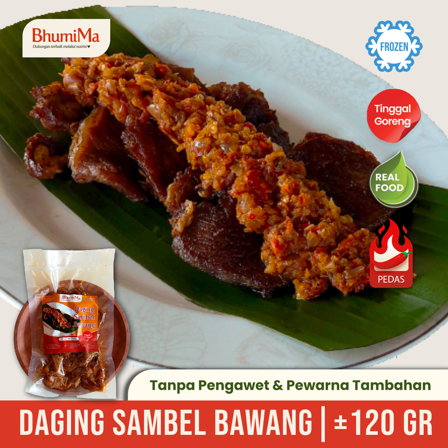 

BHUMIMA DAGING SAMBEL BAWANG FROZEN DENDENG SIAP MAKAN LAUK MATANG