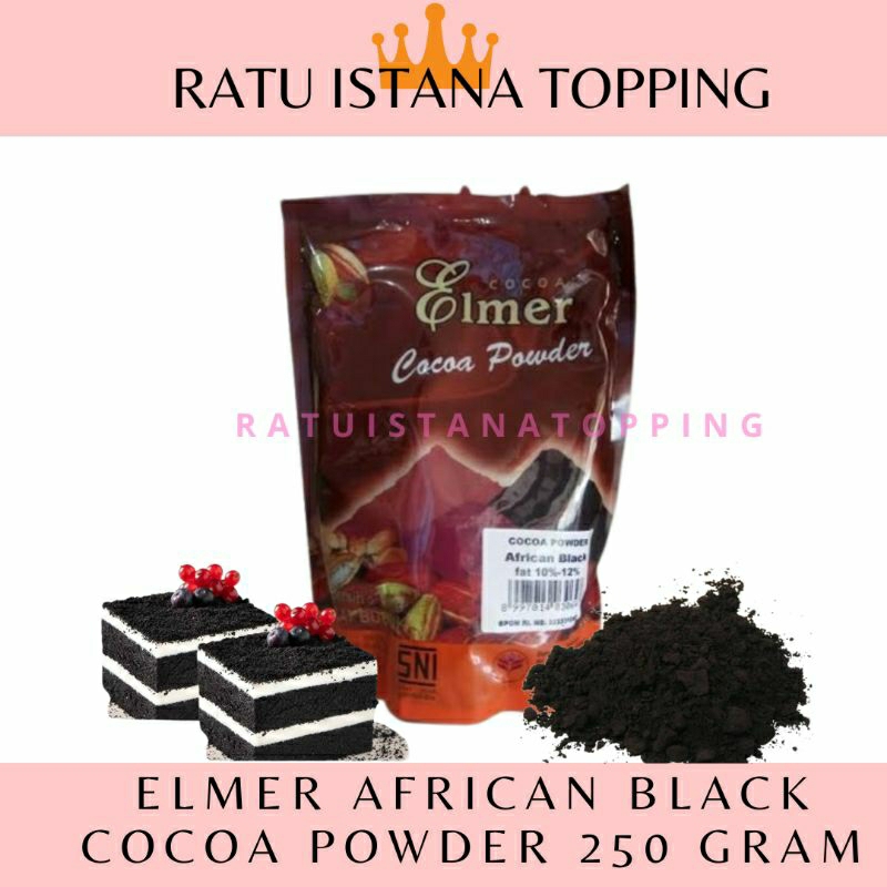 

ELMER COKELAT BUBUK HITAM 250 GRAM AFRICAN BLACK COCOA POWDER COKLAT