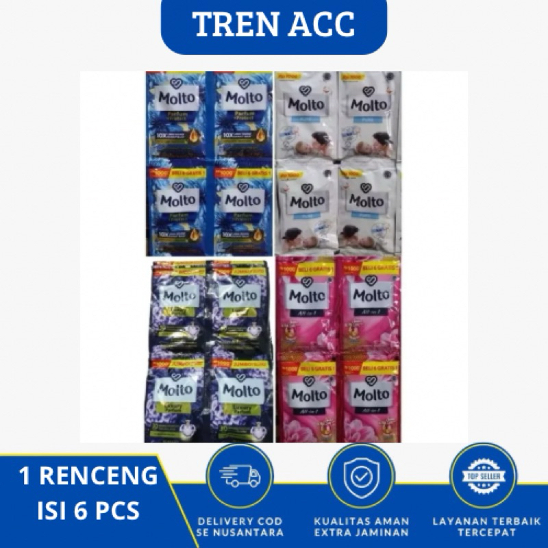 MOLTO 1000 PEWANGI PAKAIAN SACHET / 1 RENCENG ISI 6 / 18ML / Molto Pewangi Renteng / Molto Pewangi S