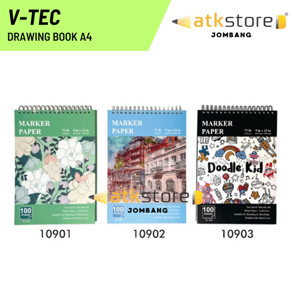 

Zhixingbao Drawing Book A4 / Sketchbook A4 Buku Gambar A4 Vertikal Jilid Spiral 100 Lembar 120gsm