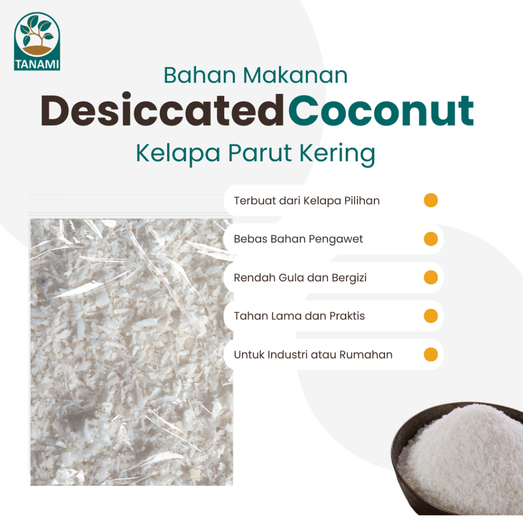

Desiccated Coconut Kemasan Repack / Kelapa Parut Kering Taburan Kue 500 gram