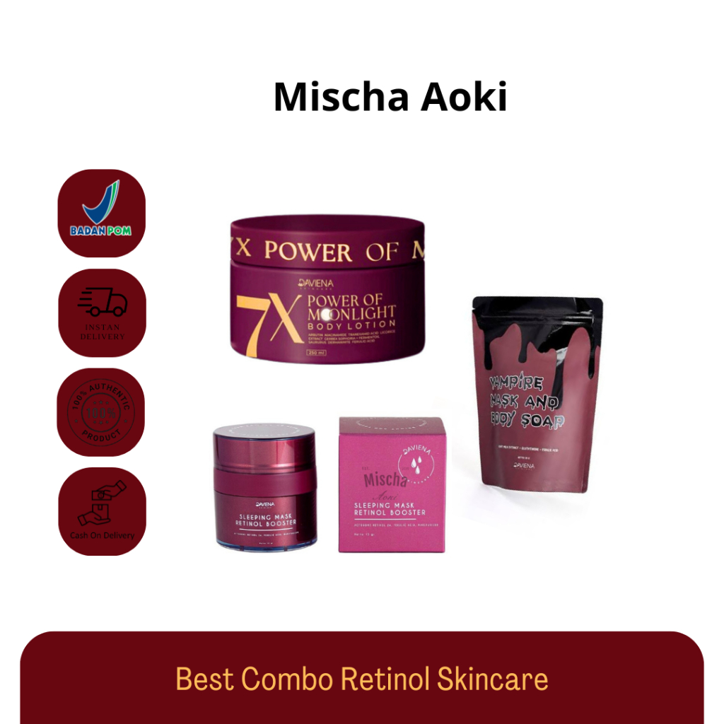 BPOM 100% Original Daviena Sleeping Mask Retinol Booster 15 gr | Sabun Vampire Mask and Body Soap 40