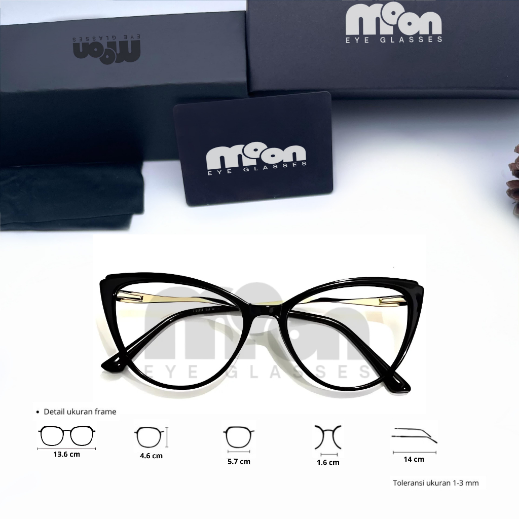 𝗠𝗼𝗼𝗻 𝗘𝘆𝗲𝗚𝗹𝗮𝘀𝘀𝗲𝘀 - Paket Kacamata Minus/Normal/Silinder Wanita Frame M7820 Cat Eye Plastik
