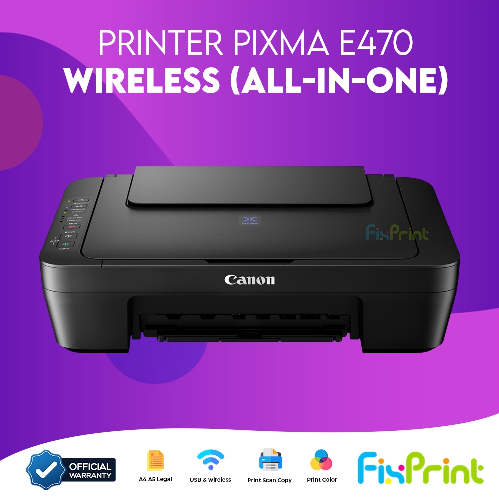 FixPrint Printer E470 Wireless E410 Print Scan Copy All In One Cart PG47 Black & CL57s  Printer MG25