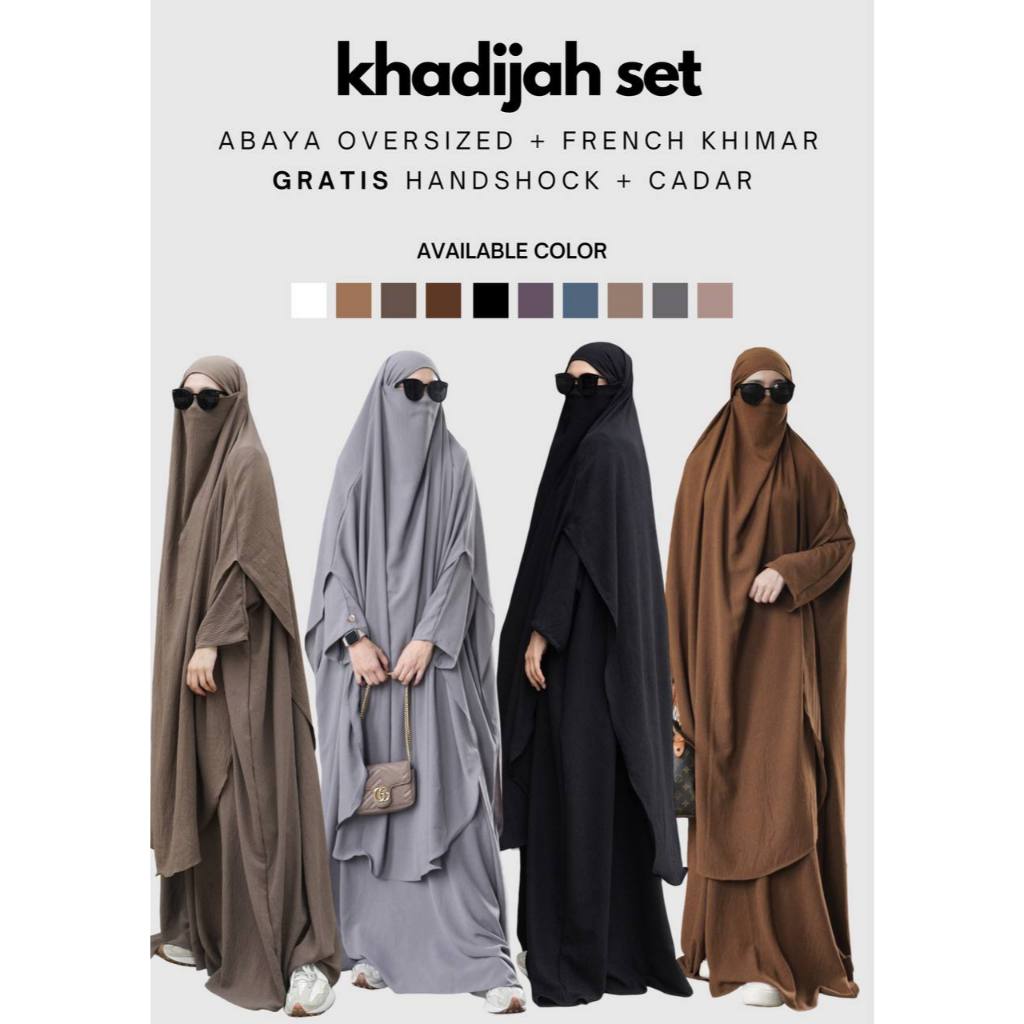 Khadijah Set / Abaya dan French Khimar Crinkle Airflow