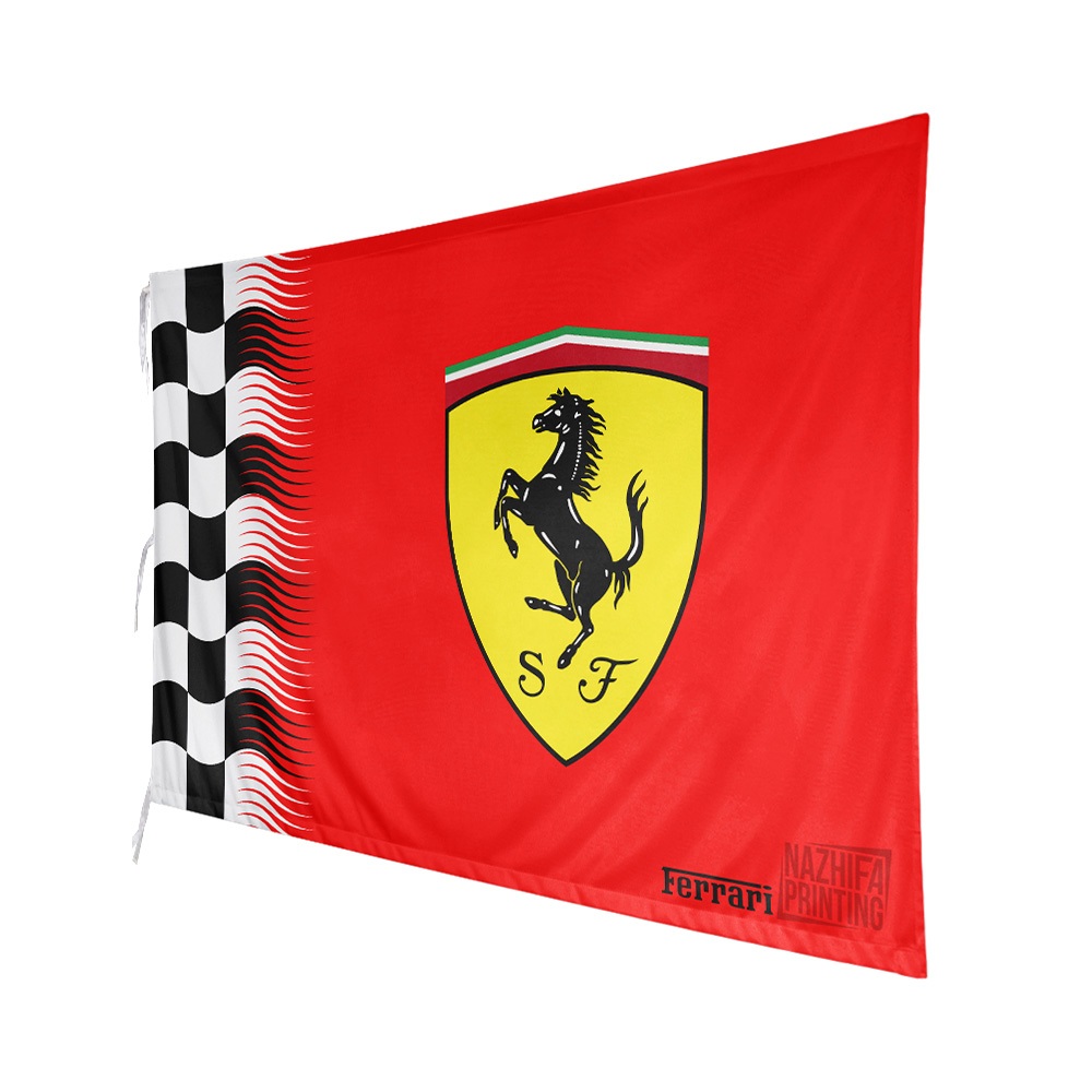 Ay00 Nazhifa Printing - Bendera Ferrari Scuderia, Motif Racing, Bahan Kain Satin Peles