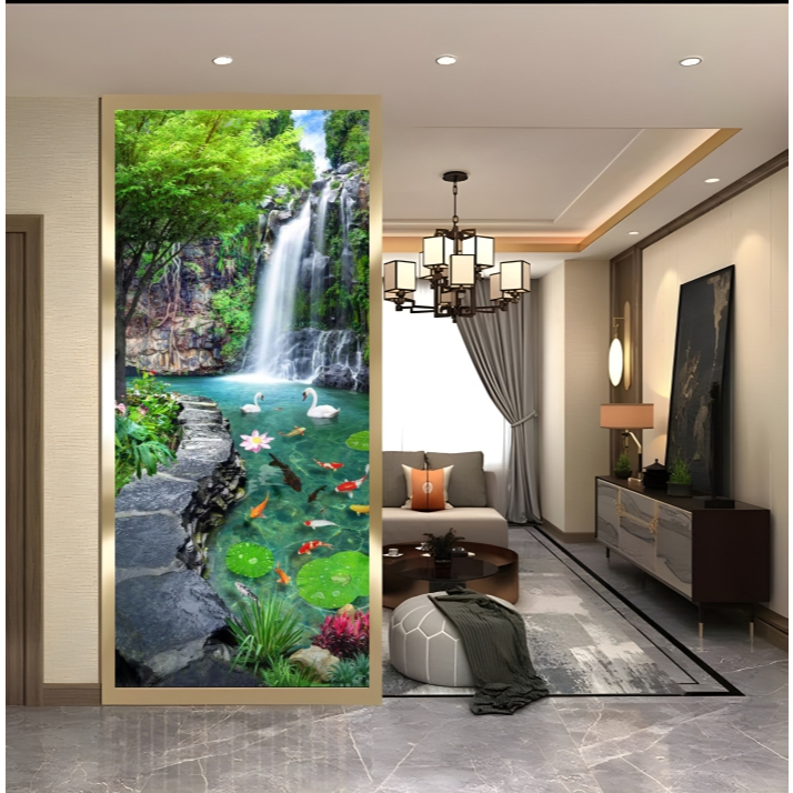 Wallpaper Air terjun 3d, Wallmural Air Terjun, Wallpaper Dinding Pemandangan Alam, Stiker Air Terjun