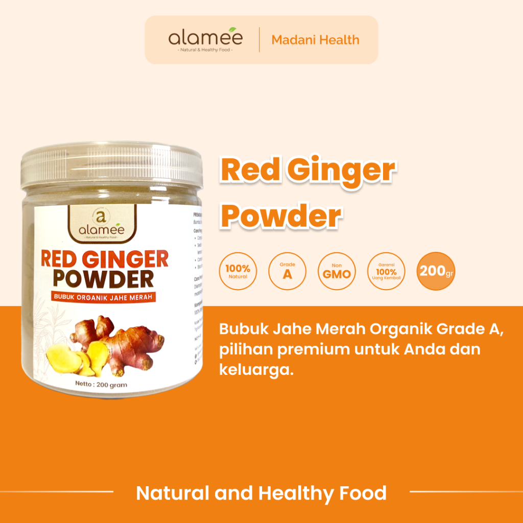 

ALAMEE Red Ginger Powder Premium Minuman Jahe Merah Bubuk Tanpa Campuran Sehat Serbuk Minuman 200gr