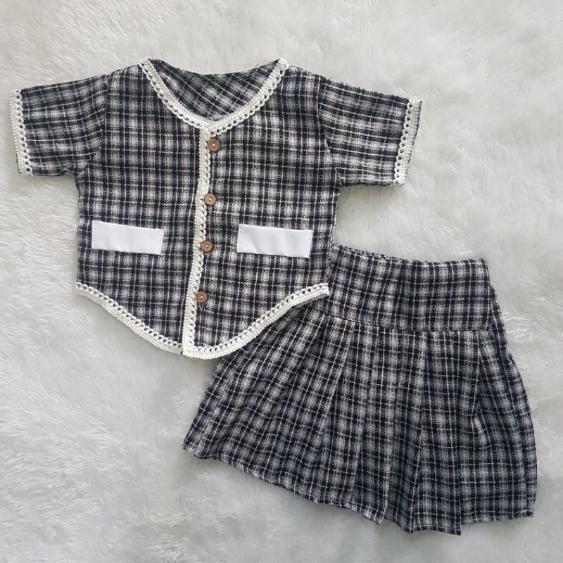 Setelan Anak Perempuan Nirina tweed skort / rok