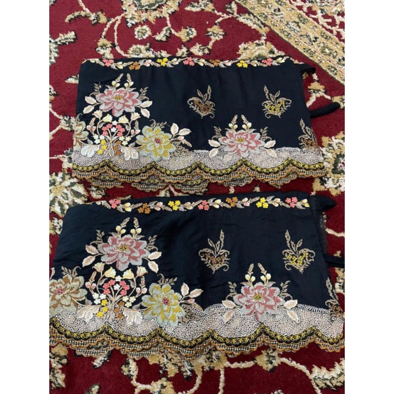 Mukena Kerancang Strimin Katun Paris Hitam