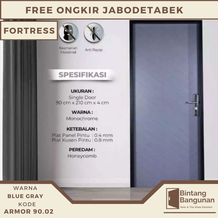 Pintu Rumah | Pintu Kamar Baja FORTRESS 90.02 - 90x210