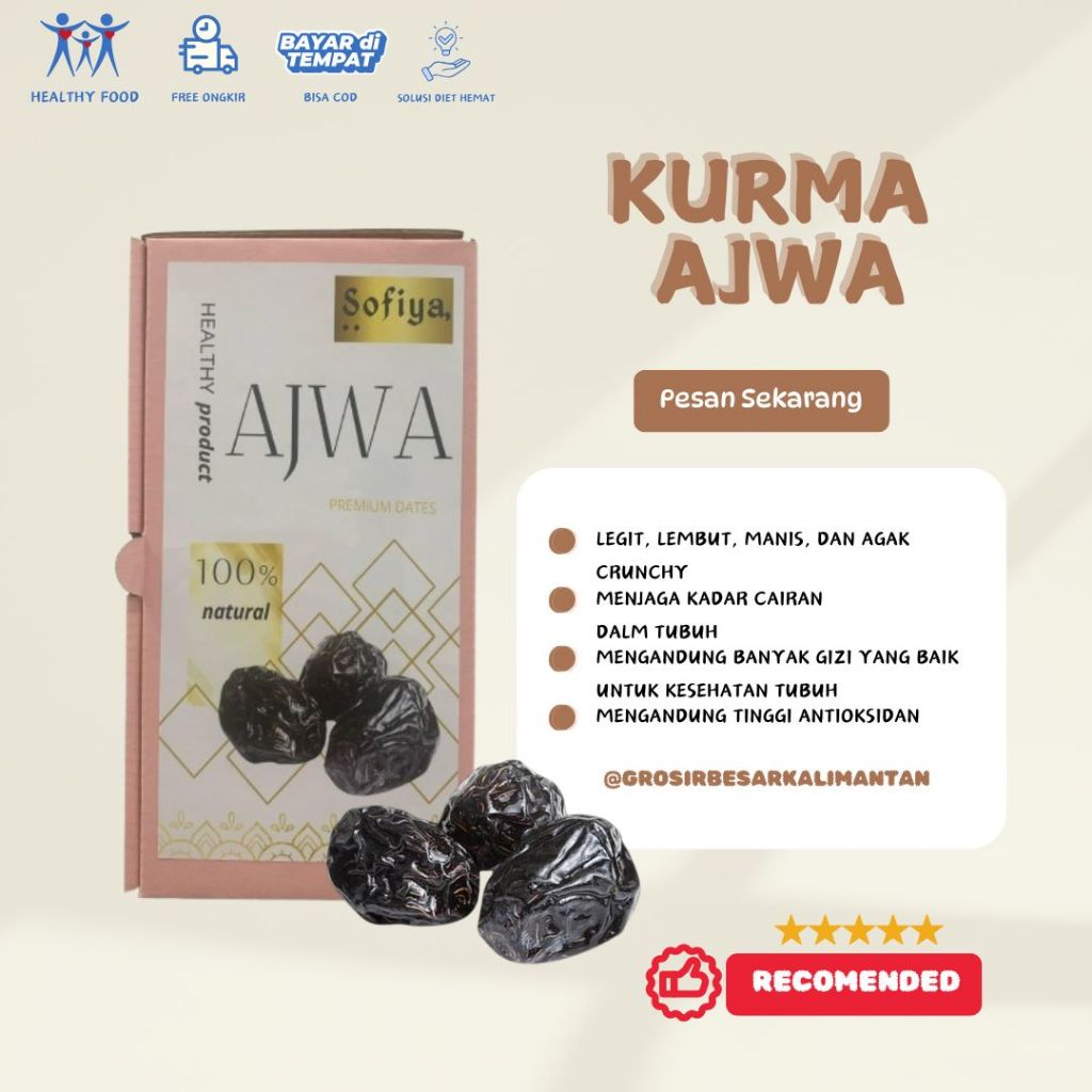 

AFL 500 GRAM KURMA BOX SOFIYA AJWA HITAM MANIS BERKHAISAT SAFIYA