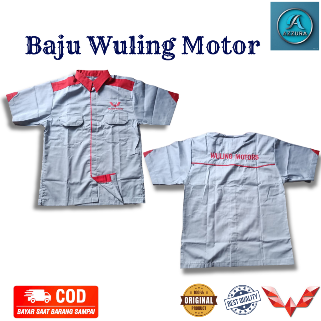 Baju Wuling Motors | Baju Mekanik Wuling | Baju Abu Wuling | Kemeja Abu Wuling | Baju Mekanik Wuling