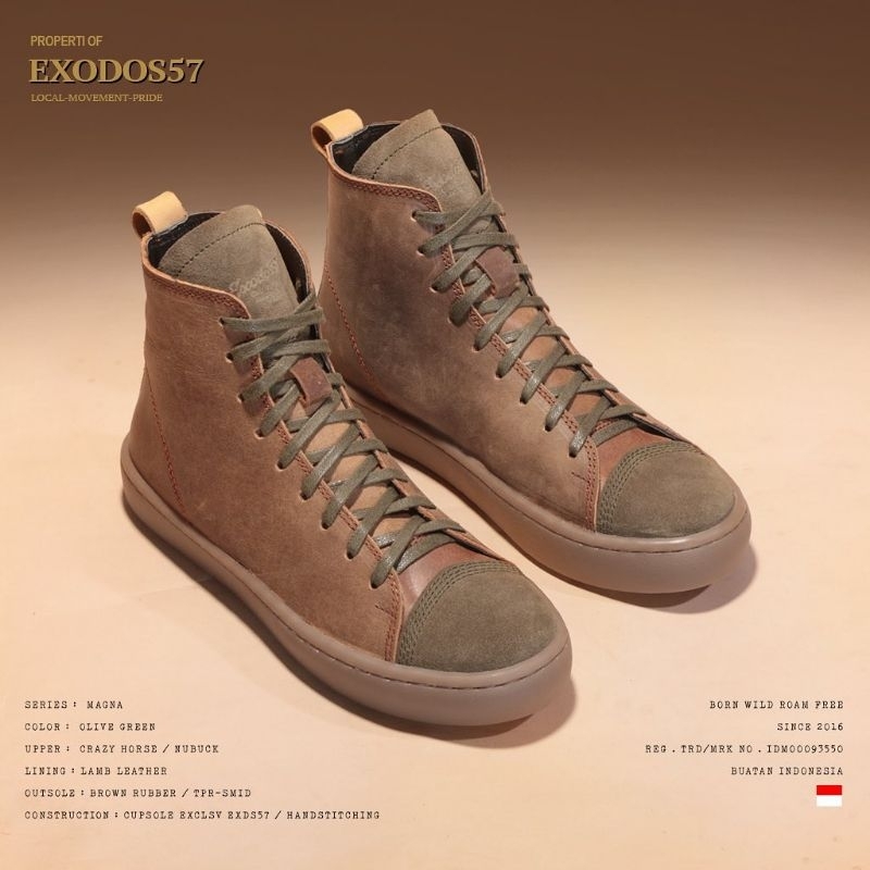 Sepatu Sneakers Kulit Pria Exodos57 - Magna Olive Green