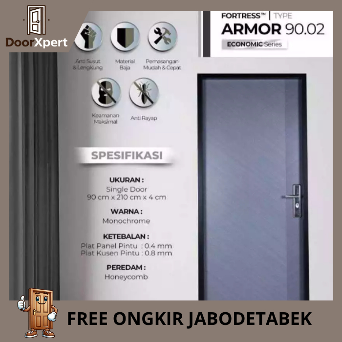 Pintu Rumah | Pintu Kamar Baja FORTRESS ARMOR 90.02 - 90x210