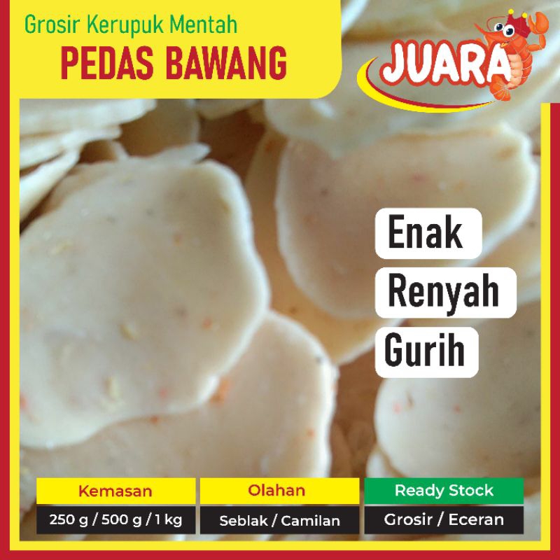 

Kerupuk Camilan Bawang Pedas Mentah Enak Gurih Renyah