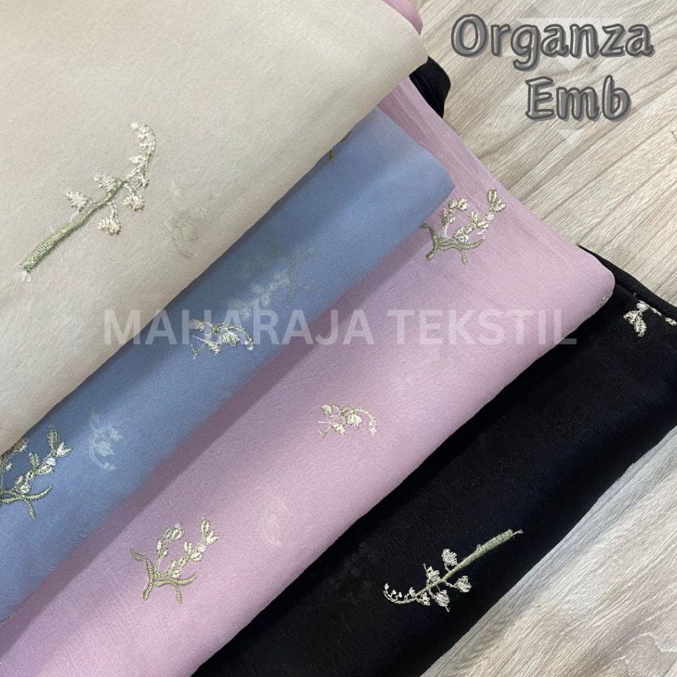 KODE J32B Kain Organza Emb  Organza Motif Bordir  Organza Corak Bunga  Organdy Bordir  Tulle Organza