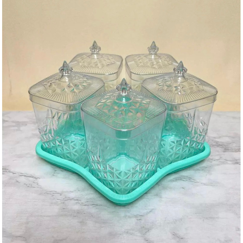 TOPLES SET CRYSTAL JEWEL ISI 5 PCS DAN NAMPAN / TOPLES KUE KERING AESTHETIC LEBARAN SET ISI 5 PCS/TE